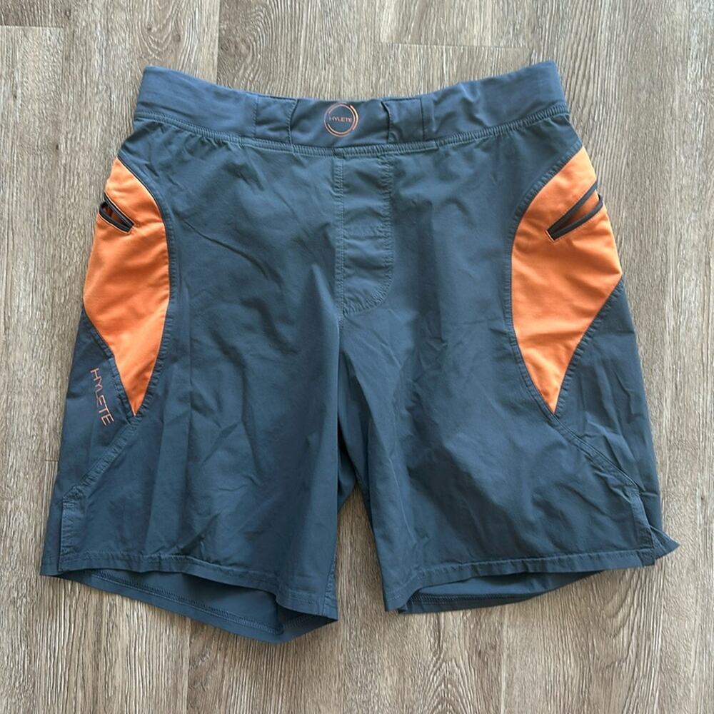 Hylete Helix Athletic 9" Shorts Grey & Orange Medium